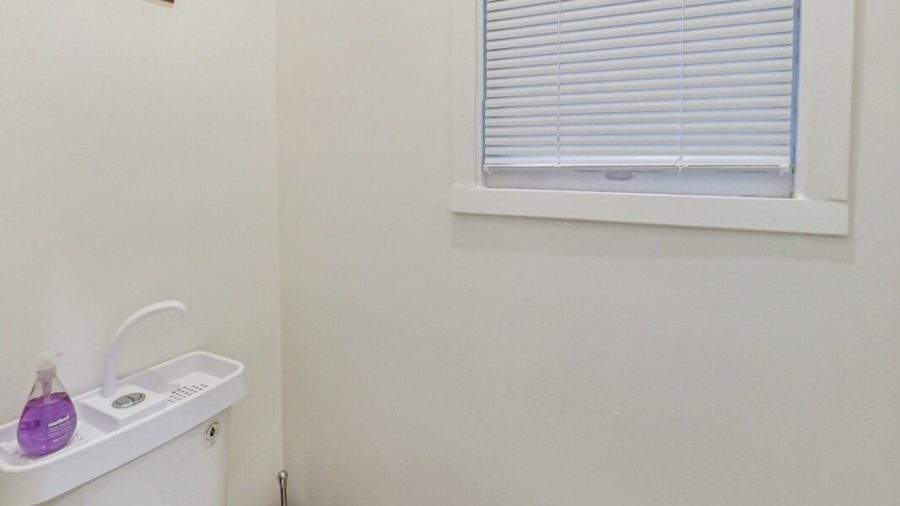 Toilet room off the hallway