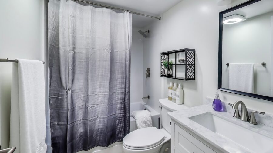 Lower level full bathroom  has everything you need for a refreshing morning shower including Kiehl's shampoo, conditioner, and body wash