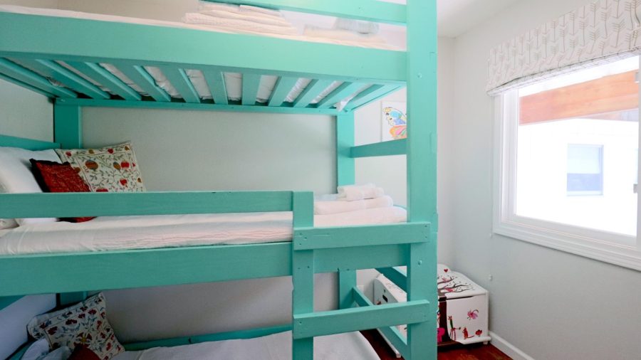 Two-bed bunk bed in bedroom one...