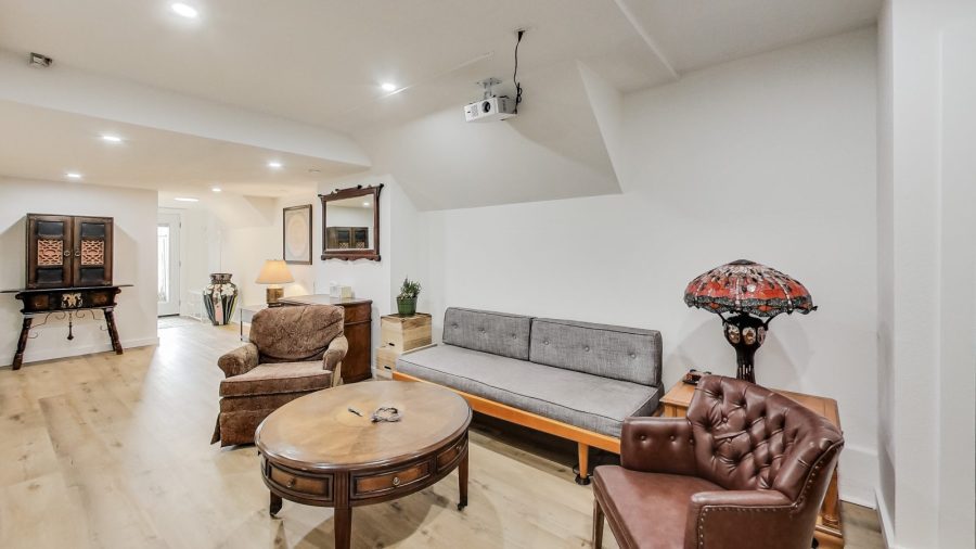 Lower level living area with plenty of room to hang out and relax.