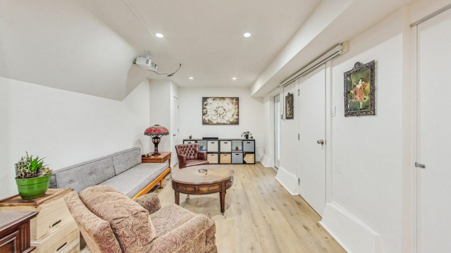 Lower level living area with Projector and Screen