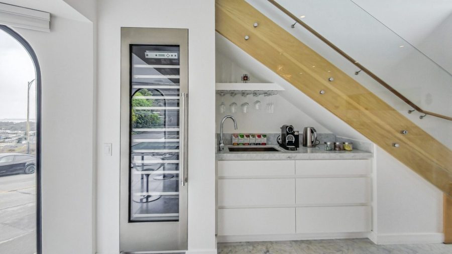 The wine bar is turned off.  The coffee station is read to wake you up every morning..
