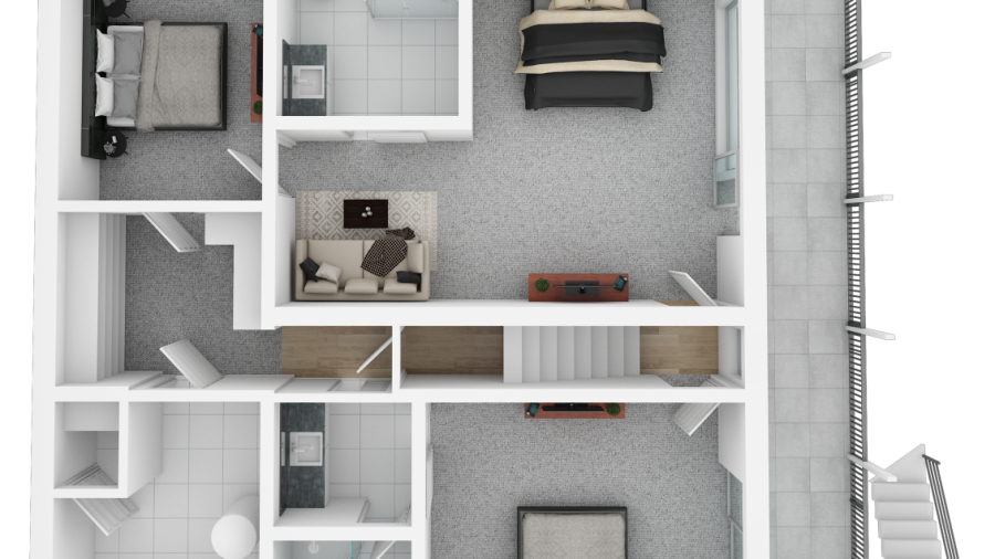 Lower level with 2 master suites and a bonus bedroom and laundry