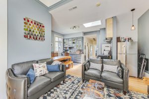 Open concept living/dining/kitchen area.  It feels spacious and separate but you can chat with each other while making dinner or dining or just hanging out.
