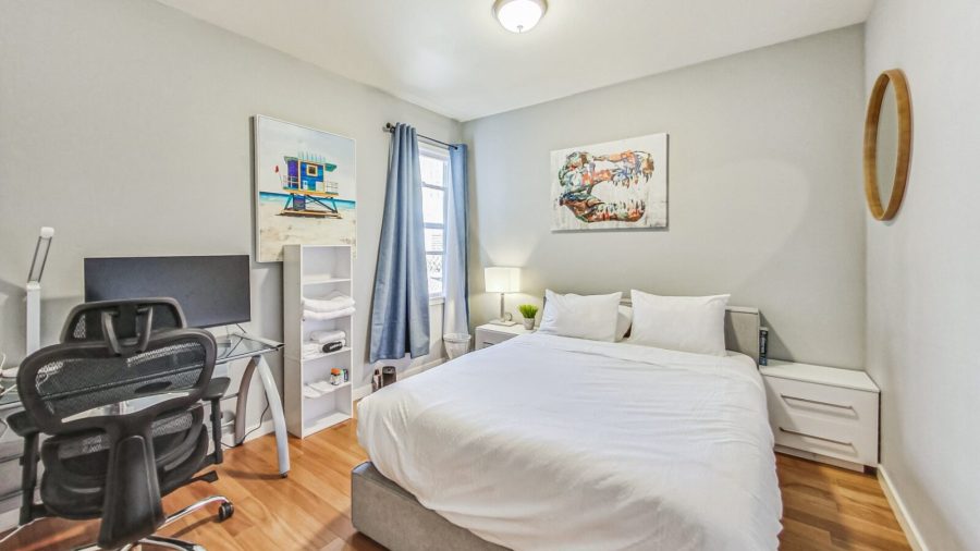 The larger bedrooms each have their own desk.