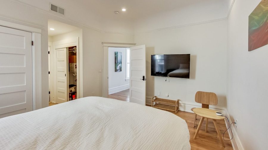 First bedroom at the top of the steps is the Master Bedroom...