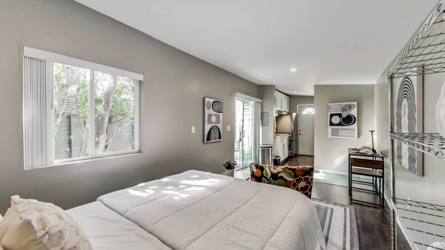 view of studio from bed.