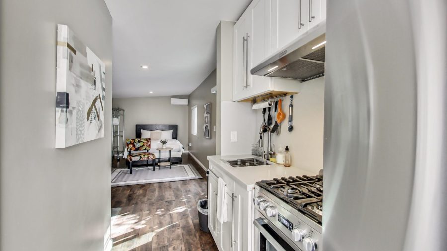 View of living area from kitchen