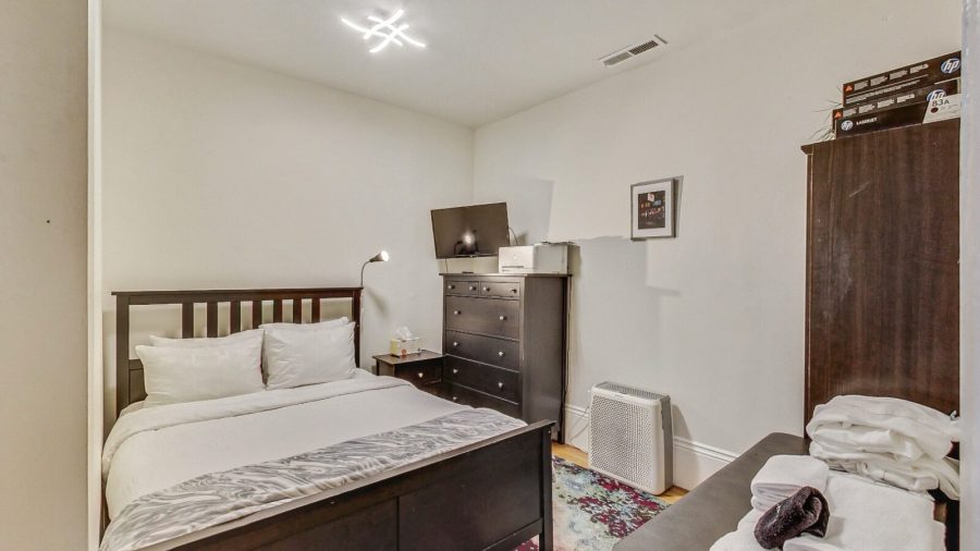 The White room is down the hall with the door on the right before the first bathroom.   It's small and cozy but quiet and comfortable. 