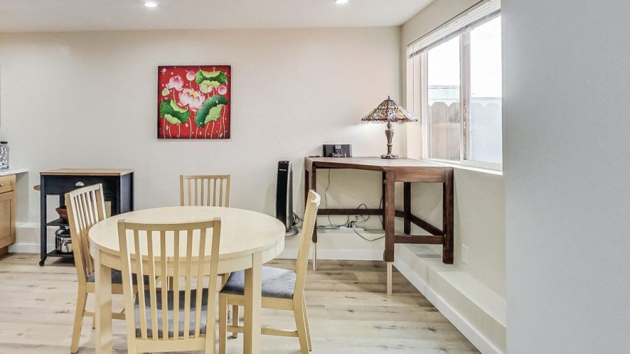 Lower level dining area.  There is also a microwave and single serve keurig.