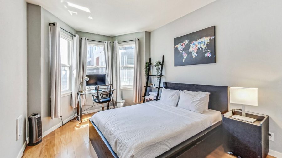 The front bedroom (next to the living room) has a large bay window which gets plenty of light.