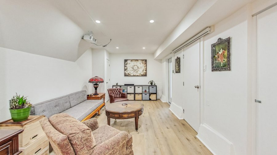 Lower level living area with Projector and Screen