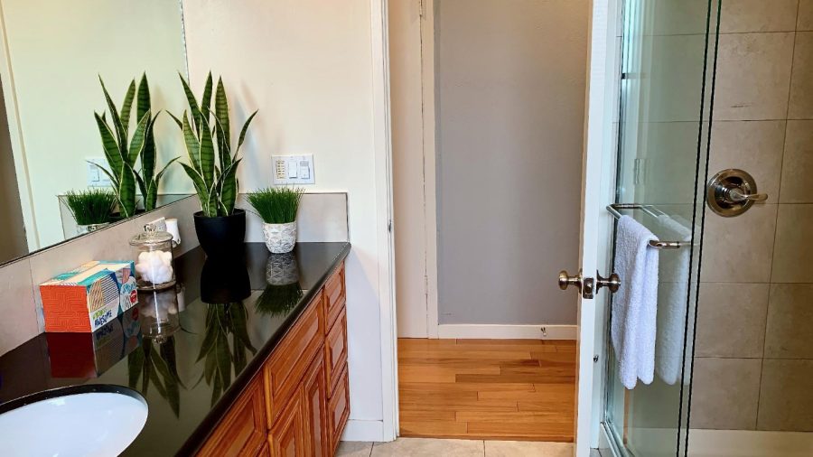 Shared bathroom off of hallway...