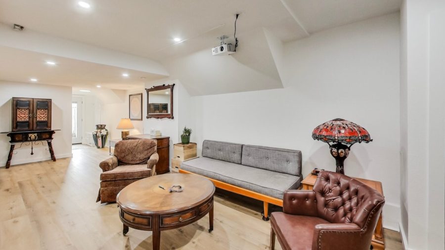Lower level living area with plenty of room to hang out and relax.