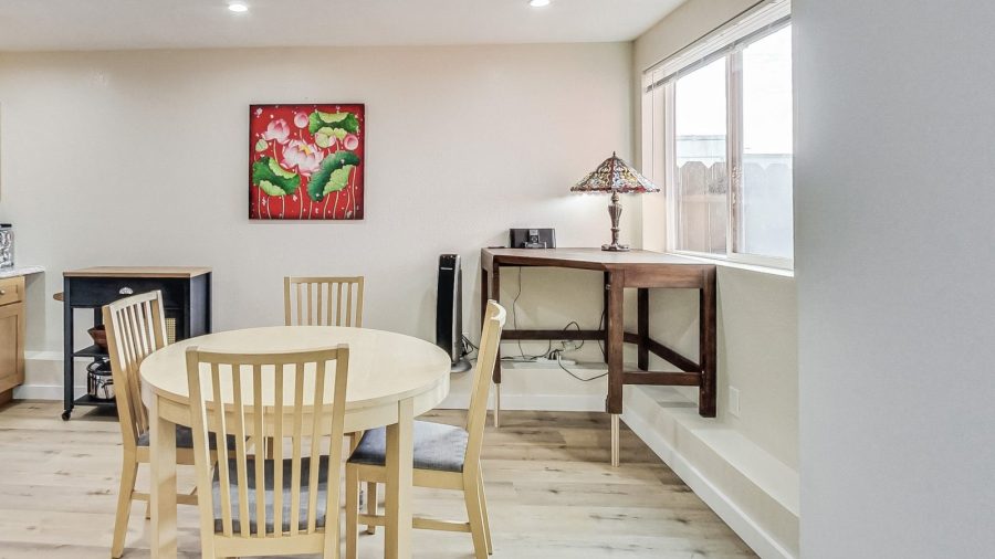 Lower level dining area.  There is also a microwave and single serve keurig.