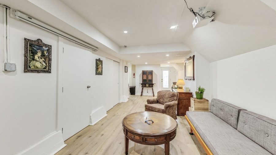 Lower level living area with Projector and Screen
