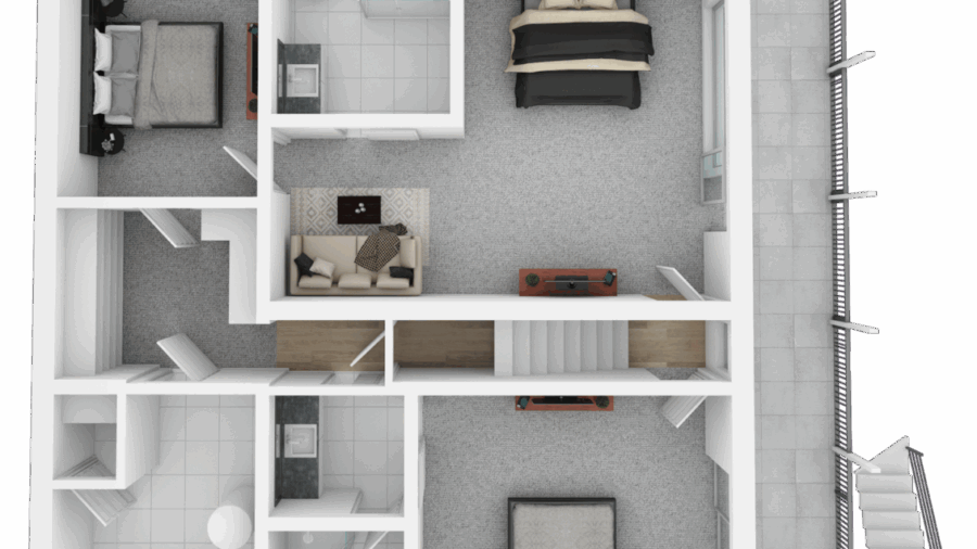 Lower level with 2 master suites and a bonus bedroom and laundry