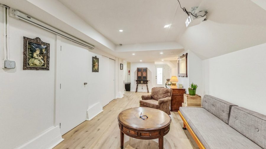 Lower level living area with Projector and Screen