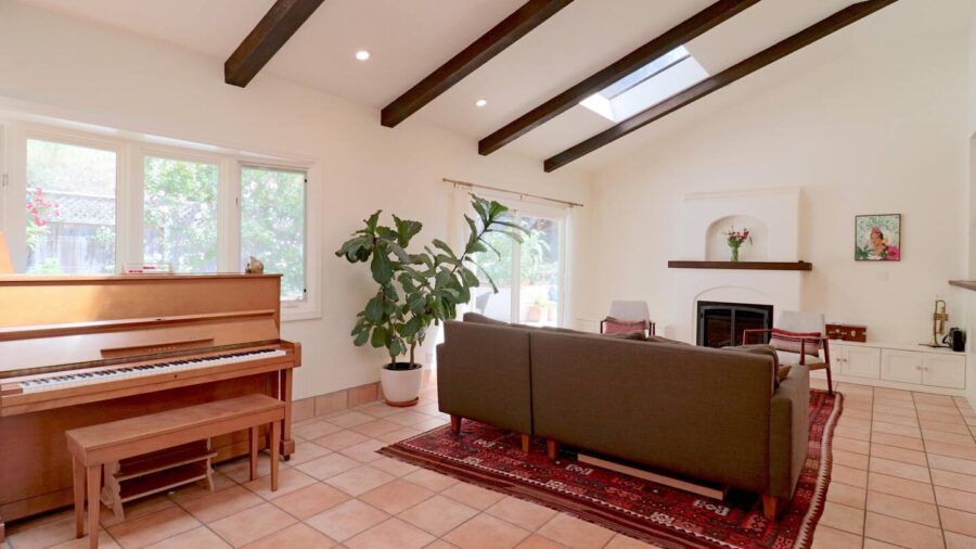 Living room with piano...