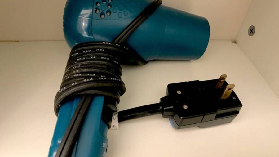 Hair dryer under sink...