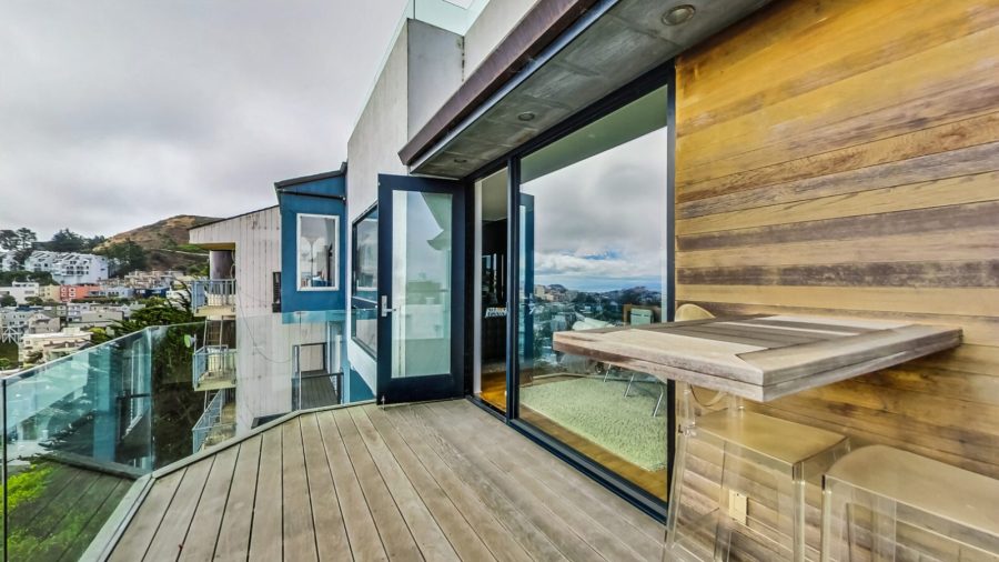 Main floor small deck seating area with panoramic view