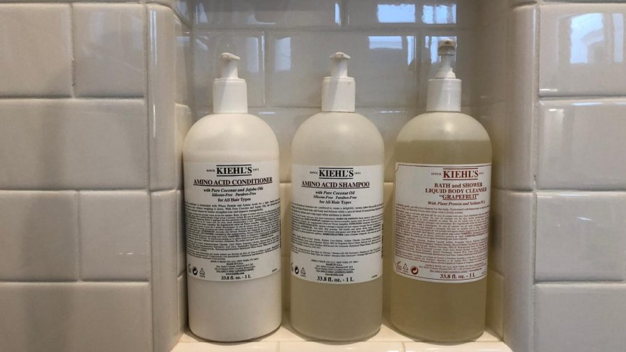 Kiehl's bath products in the shared bathroom.