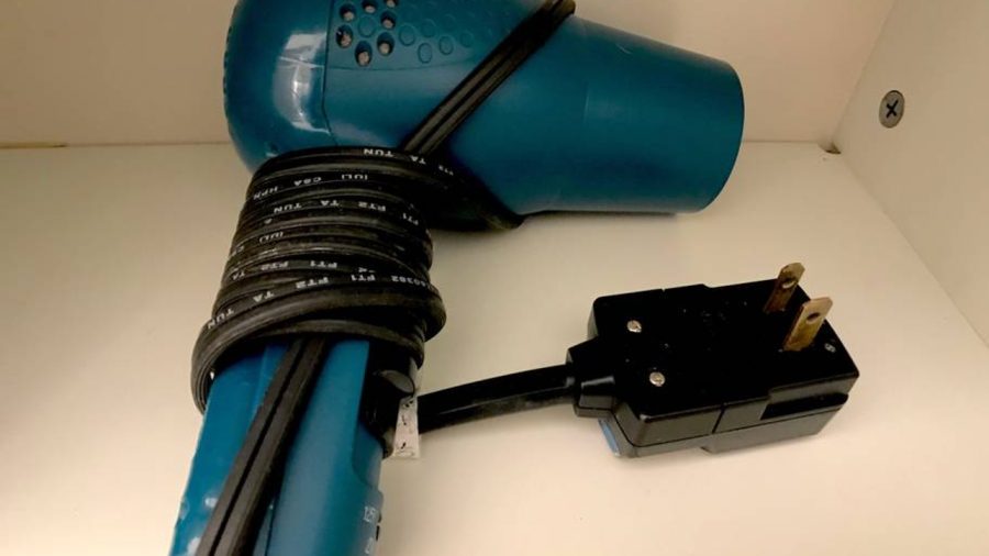 Hair dryer under sink...