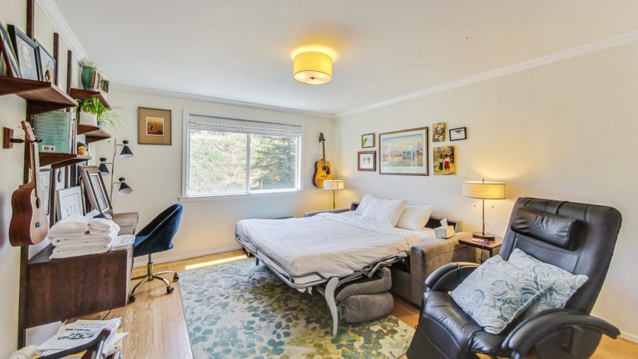 It's better to leave this bed pulled out..  It can be put away if you need more room, but it's tricky so we suggest just leaving this in the bed configuration