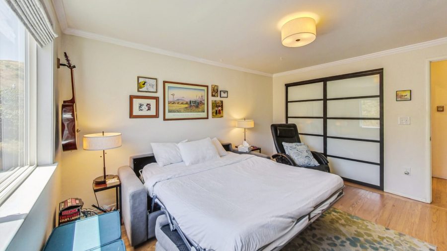 It's better to leave this bed pulled out..  It can be put away if you need more room, but it's tricky so we suggest just leaving this in the bed configuration