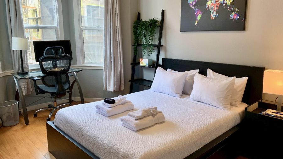 Front bedroom with queen bed...
