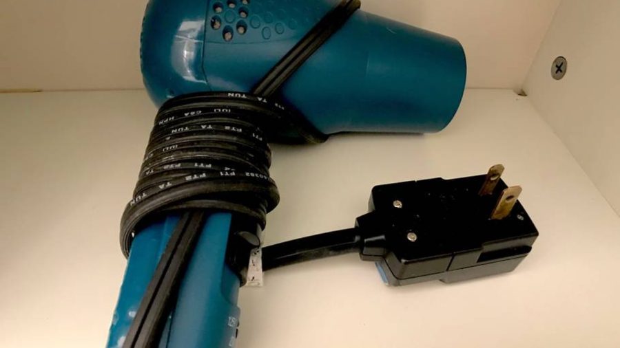 Hair dryer under sink...