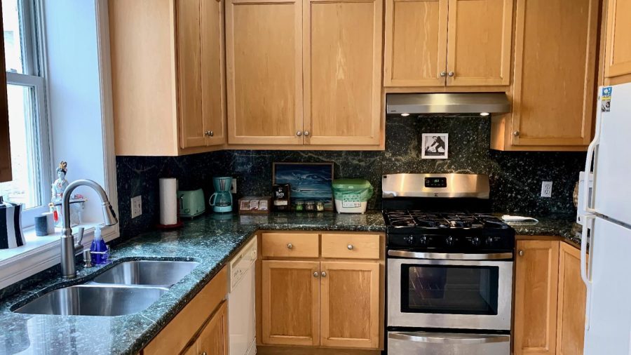 The kitchen has all the appliances and is a great place to make meals
