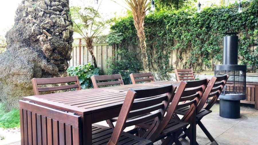 Rear patio with dining area