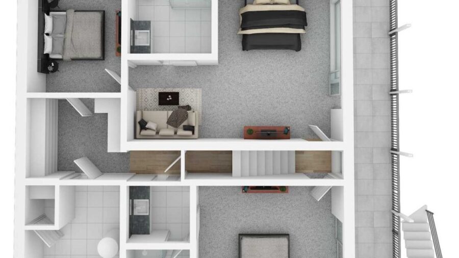 Lower level with 2 master suites and a bonus bedroom and laundry